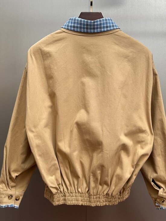 Miu Miu Women's Casual Zip-Collar Faux Two-Piece Jacket — Beige - Picture 6 of 6